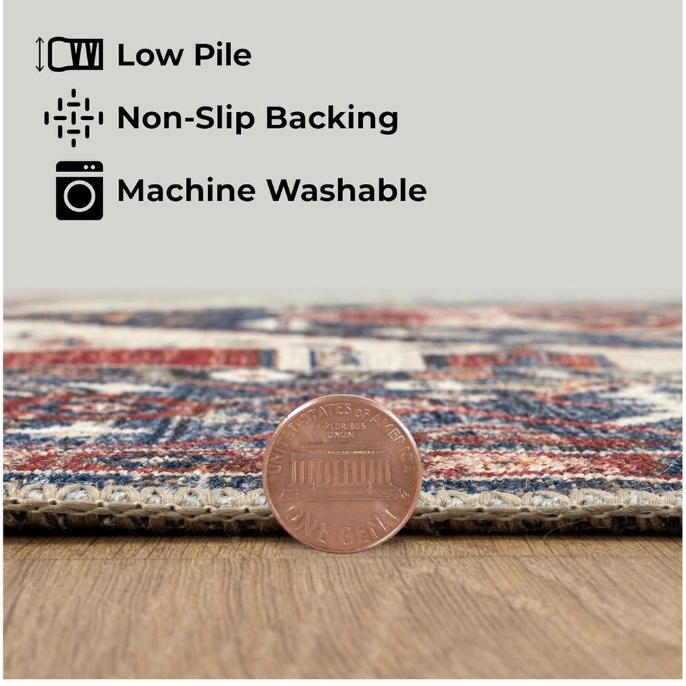 GLN Rugs Vintage Collection Machine Washable Area Rug Easy Clean 2'.6"x6'6" Red - Picture 4 of 9